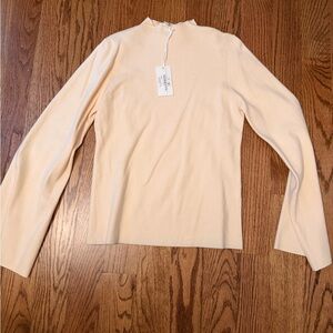 Light Cream Mock Neck Long Sleeve Top